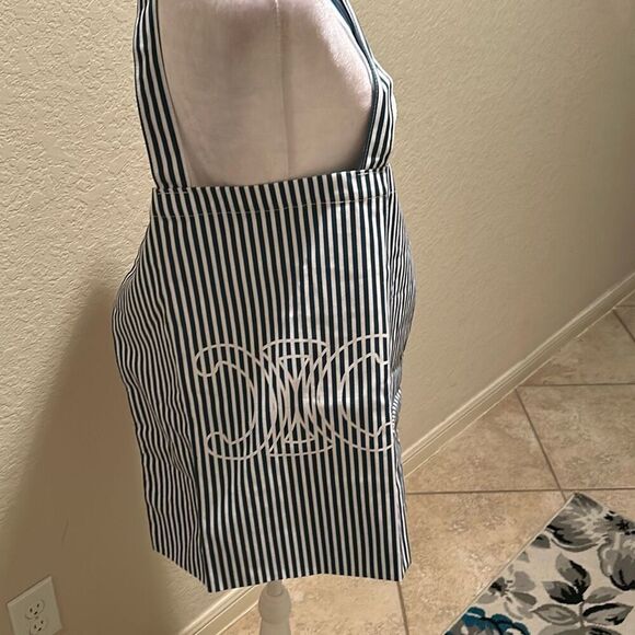 Handbags - Celine Canvas Tote Dark Teal White Stripe Reuseable Shopping Bag Beach Tote New